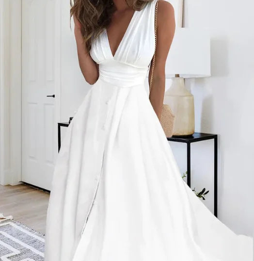 Graceful V-Neck Maxi Gown