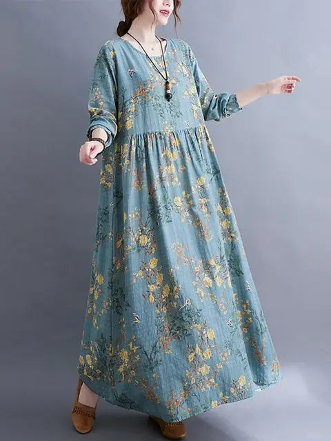 Vintage Floral Long Sleeve Gowns